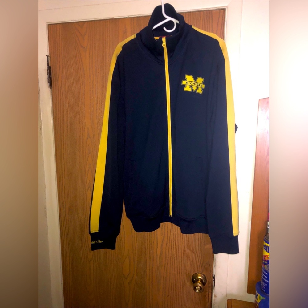 MITCHELL&NESS MICHIGAN WOLVERINES TRACK JACKET GO MICHIGAN BLUE & YELLOW 3XL